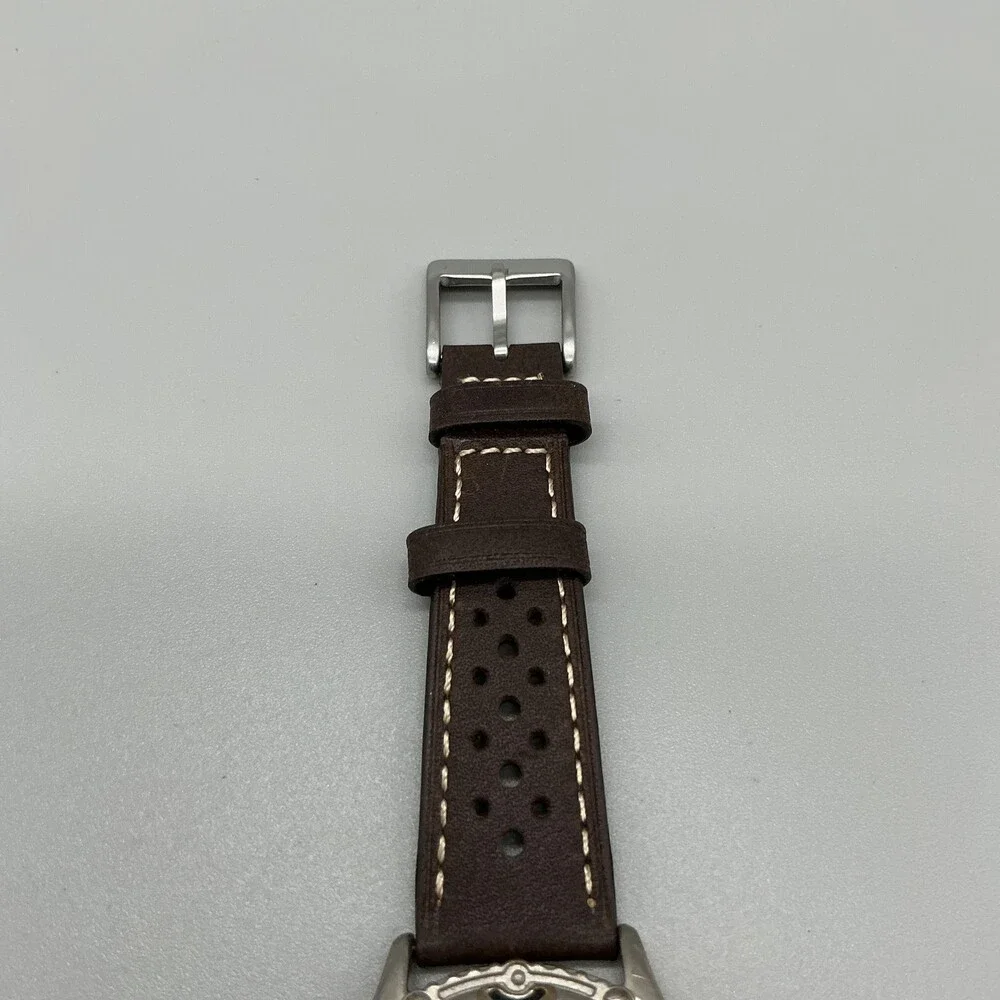 Fossil Blue Mens Watch 40mm Blue Dial Silver Tone Leather Multi New Battery